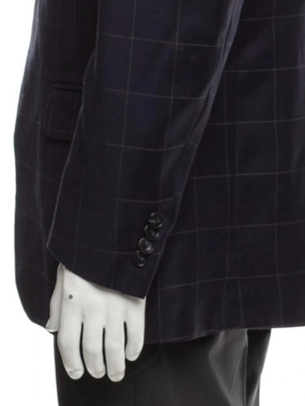 Paul Fredrick Navy Windowpane Sport Coat/Blazer  💯 Wool Sz 42R
